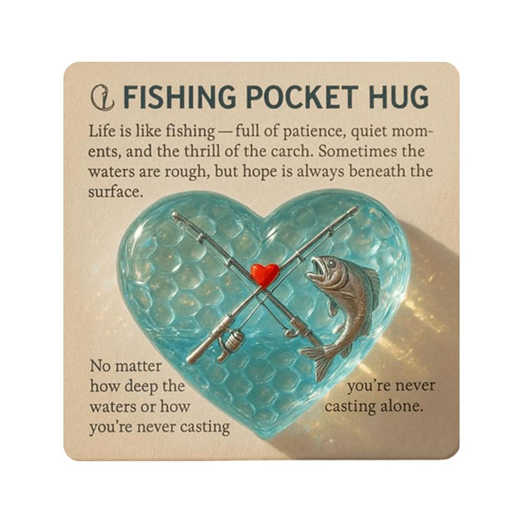 Fishing Enthusiast Pocket Hug With Gift Card - Handmade Sea Glass And Metal Ornament, A Thoughtful Gift For Fishing Lovers, An Inspiring Keepsake