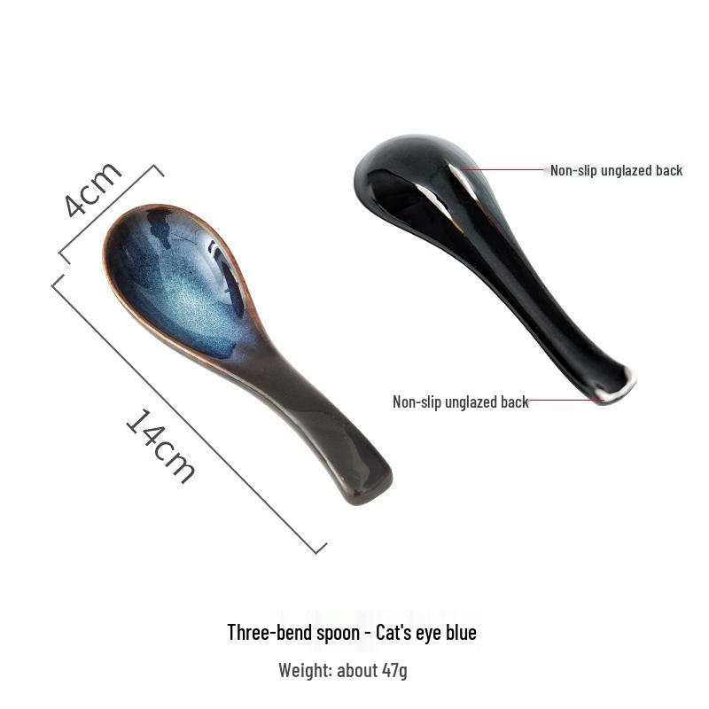 European Ceramic Soup and Dessert Spoon - Kiln-Fired, Small Stirring Utensil for Home and Restaurant Use