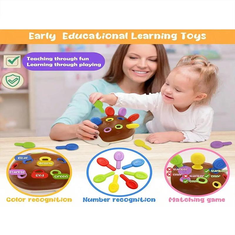 Hedgehog Stacking Toy Fine Motor Skills Activity Set Toddlers Age 1-3 Educational Montessori Learning for Entertaining Play Safe Kid Friendly Fun