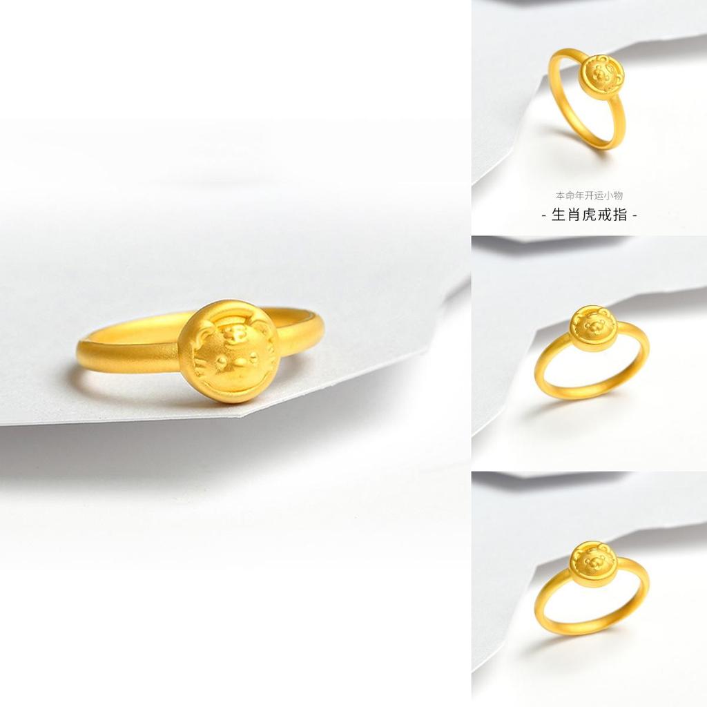 Fashionable Women's Animal-themed Gold-plated Brass Tiger Ring Ideal For Celebrating Zodiac Years