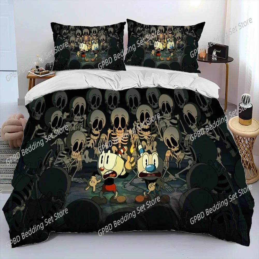 Cuphead E Mugman, Gioco 3D Nuovo Copripiumino Federa Set Biancheria da Letto Adulto Ragazzo Ragazza Decorazione Camera da Letto Bambini Singolo Matrimoniale Grande