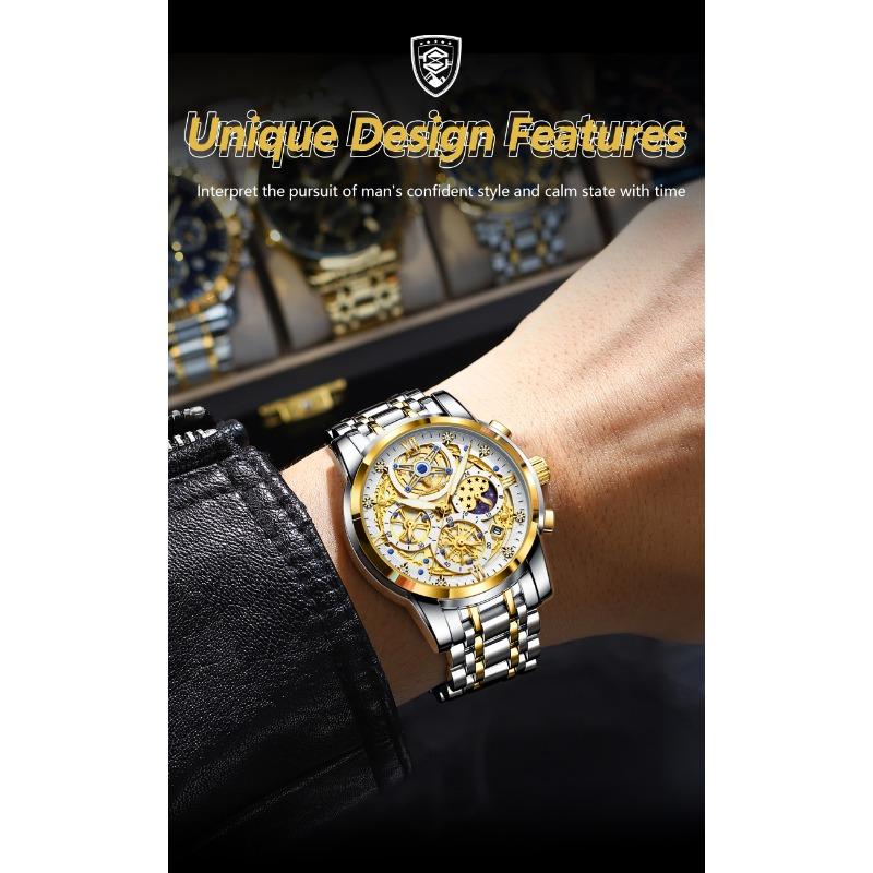 POEDAGAR Luxury Watch For Men Original Waterproof Luminous Date Clock Chronograph Stainless Steel Quartz Watches Reloj