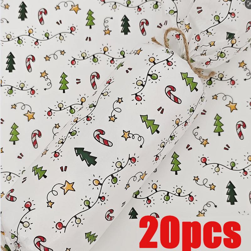 10/20PC Christmas Gift Wrapping Paper Xmas Lantern Wrappring  Paper 70X50CM Thanksgiving Bouquet Wreath Paper Festive Favors