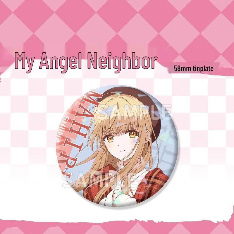 Shiina Mahiru Angel-kun Tinplate Shattered Glass Guba Badge Backpack Charm Anime Peripheral