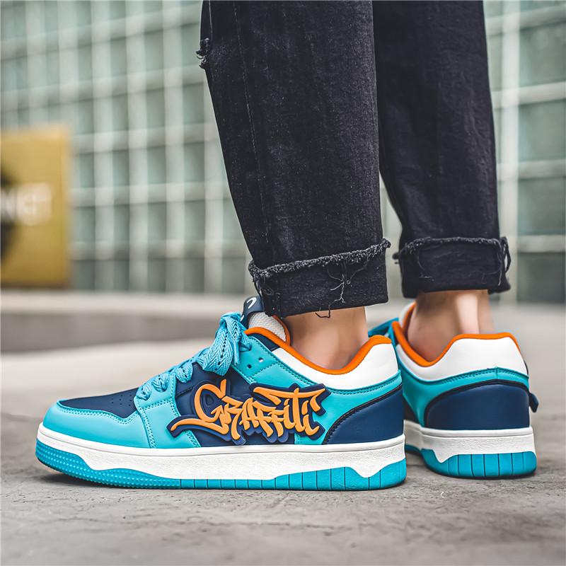 Módní modré designové skateboardové boty pánské streetwear hip hop tenisky pánské luxusní platformové skateboardové tenisky pánské basket homme