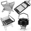 Stainless Steel Burning Camp Stove with Grill-Grid BBQ Grill Rack Set Folding Backpacking Stove for Camping Barbecue