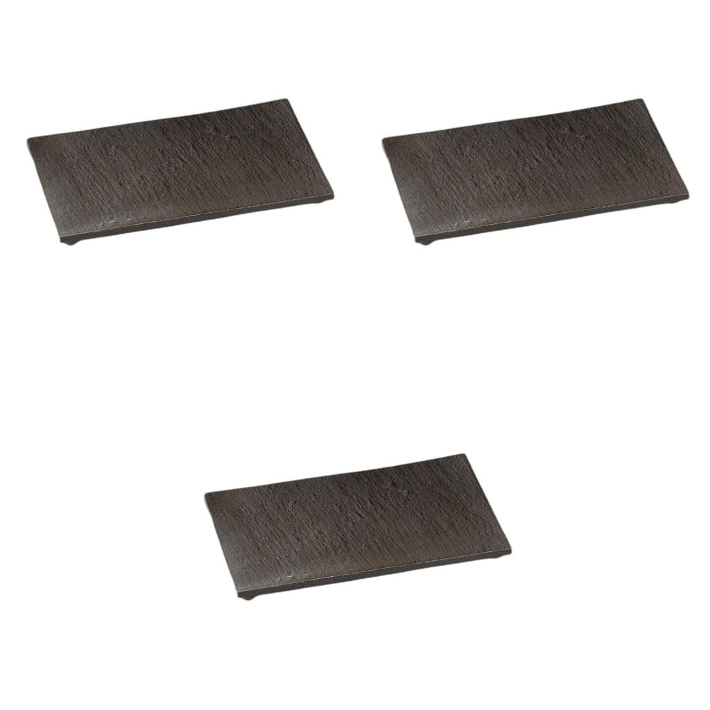 Set of 3 Black Ceramic Plates X 16 X Ceramic Serving Setomonohonpo Stone-Grain Four-Legged [21.5 2cm] Plates,