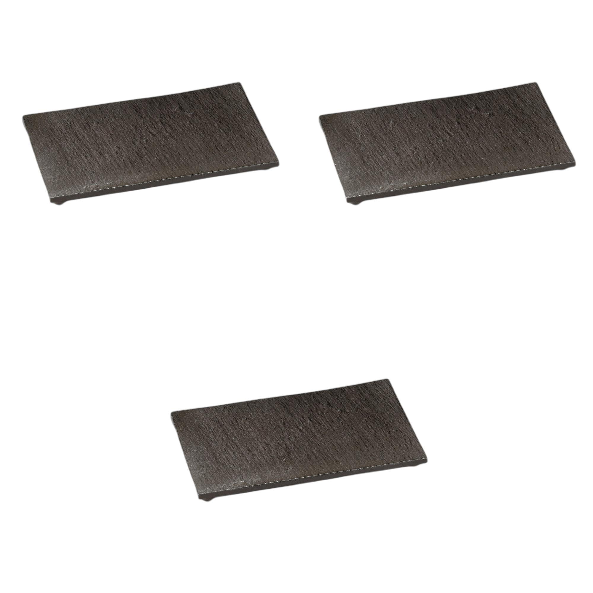 

Set of 3 Black Ceramic Plates x 16 x Ceramic Serving Setomonohonpo Stone-Grain Four-Legged [21.5 2cm] Plates,