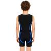 Boys Shiny Contrast Leotard Sleeveless Press Button Crotch Shorts Gymnastics Outfit