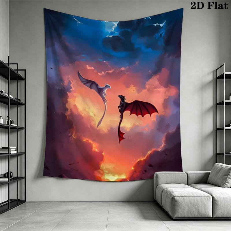 How to Train Your Dragon Wall Tapestry Aesthetic Wall Hanging Printed Fabric Blanket Decorative Tapestries for Bedroom Living Room Home Decor