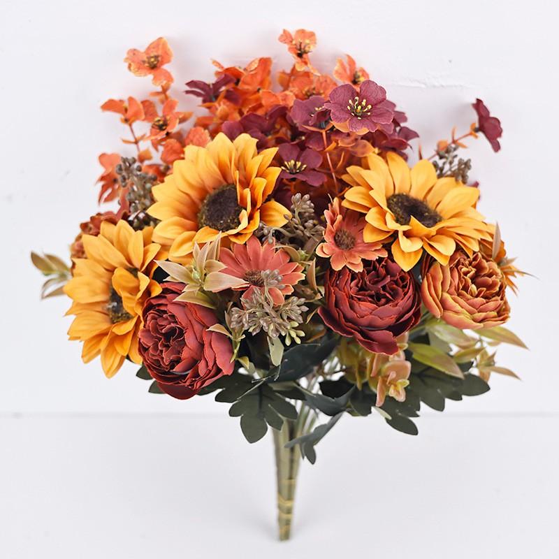Artificial Sunflower Bouquet Wedding Decor Home Interior Photography Prop Silk Floral Arrangement