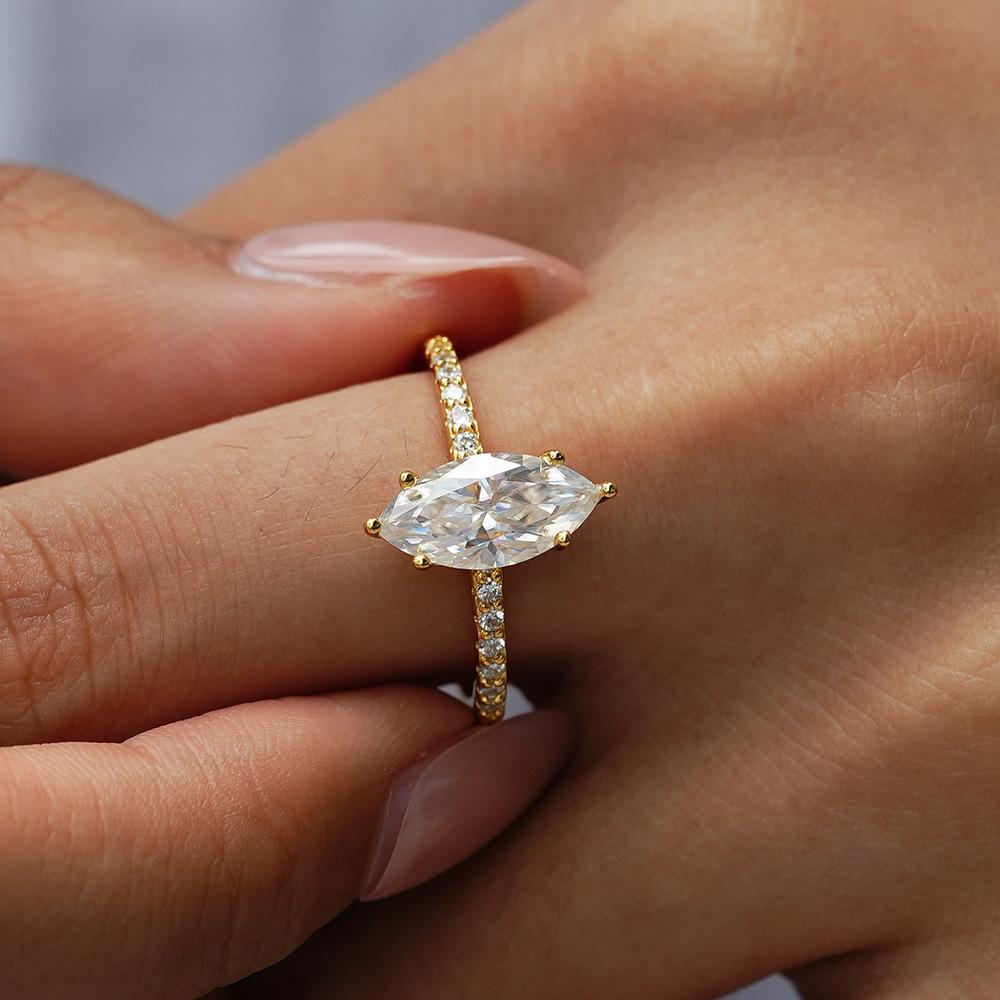 1/2/3Carat Marquise Cut Moissanite Engagement Ring for Women   CopperHalo Diamond Wedding Bands Promise Ring Jewelry