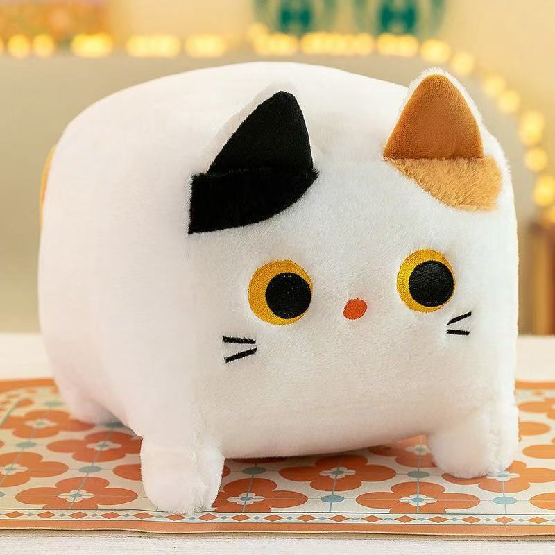 

Short Plush Square Cat Plush Toy With Pp Cotton Filling For Kids Bedtime Comfort 20cm белый