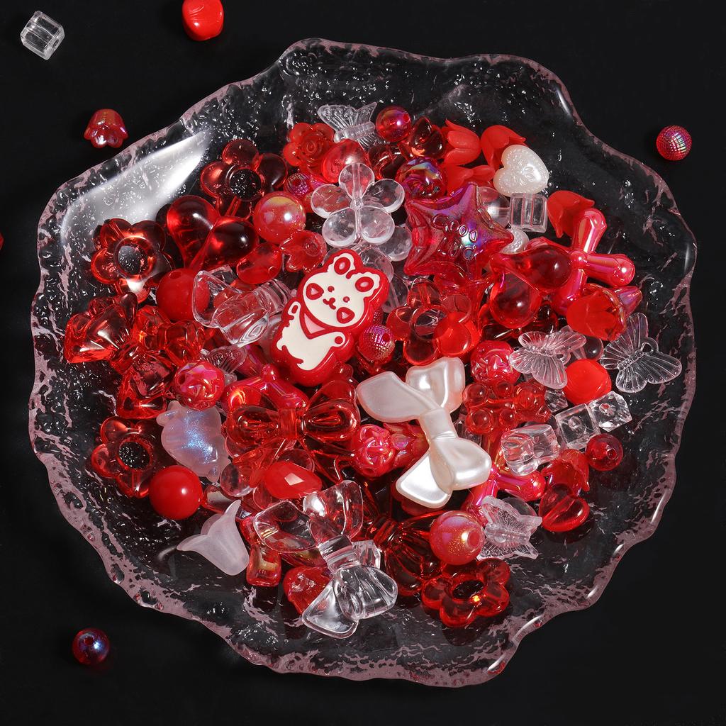30g/lot Polychrome Acrylic Beads Star Heart Butterfly Mixed Y2K Loose Spacer Bead for Jewelry Making DIY Bracelets Necklace