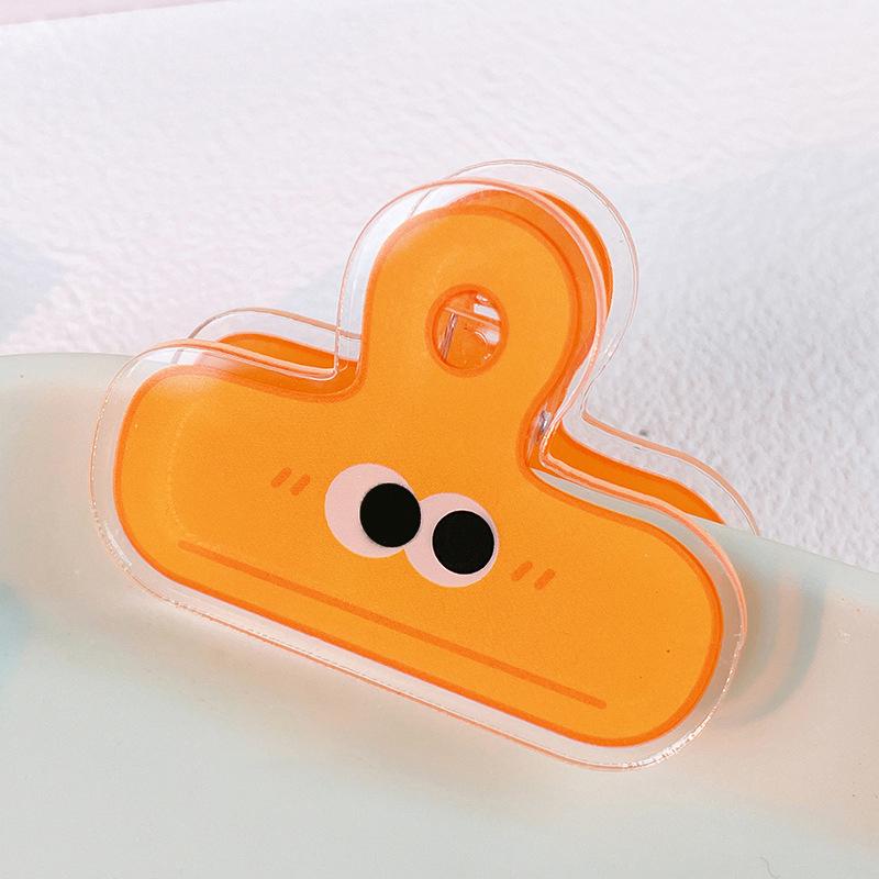 1pcs Cartoon Pp Clip Acrylic File Dovetail Book Data Clip Cute Funny Expression Eye Clip Long Tail Acrylic File For Office Tools