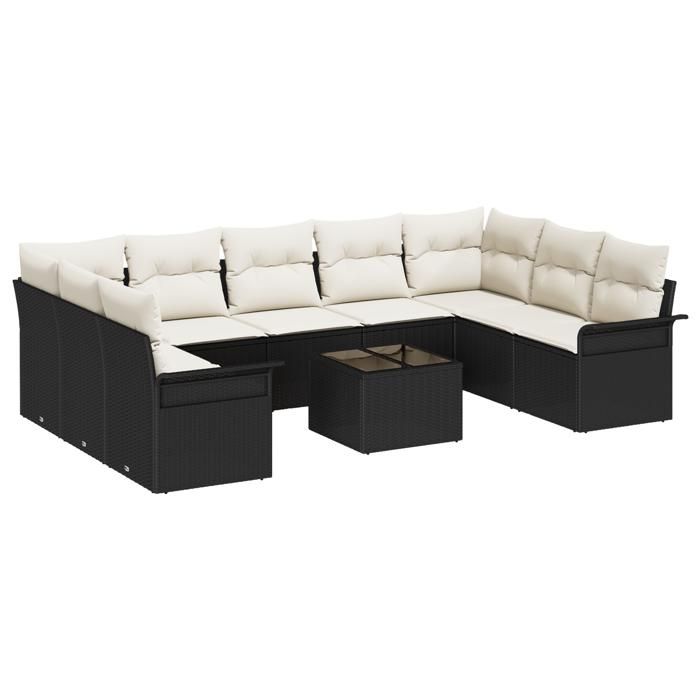 VidaXL Ensemble de Canapé de Jardin 9 Pièces avec Coussins Rattan Poly Marron 3345527