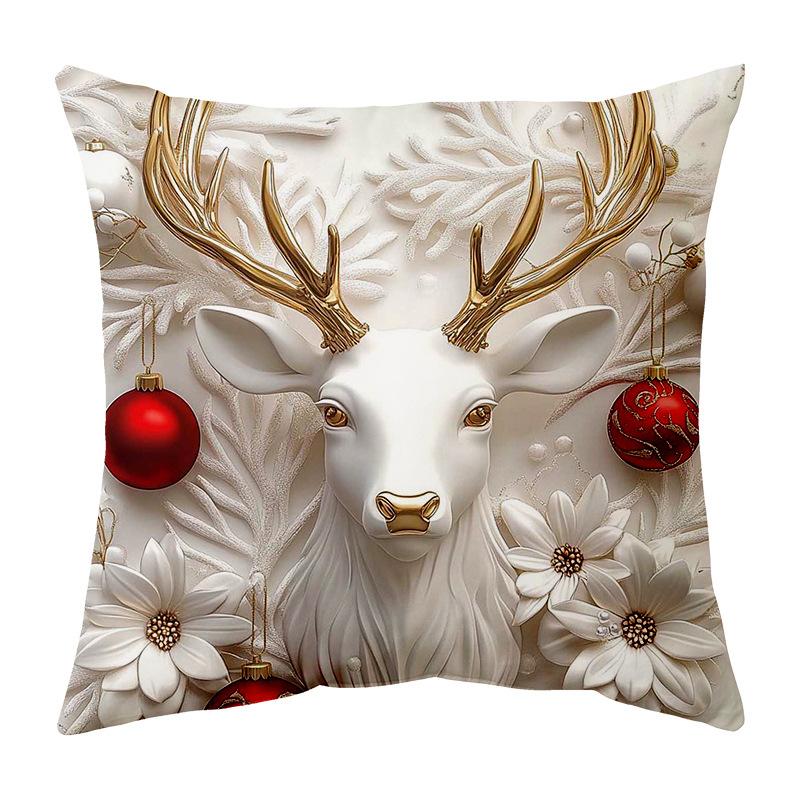 Christmas Atmosphere Pillow Case Christmas Tree Elk Santa Claus Christmas Pillow Case Sofa Cushion Soft