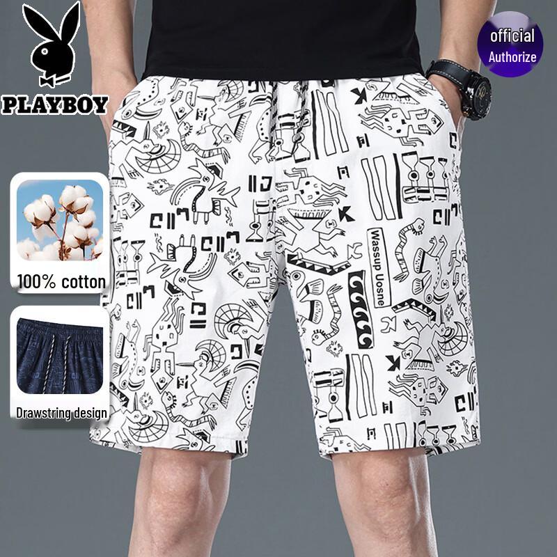 PLAYBOY Men s Cotton Casual Printed Shorts 5XL