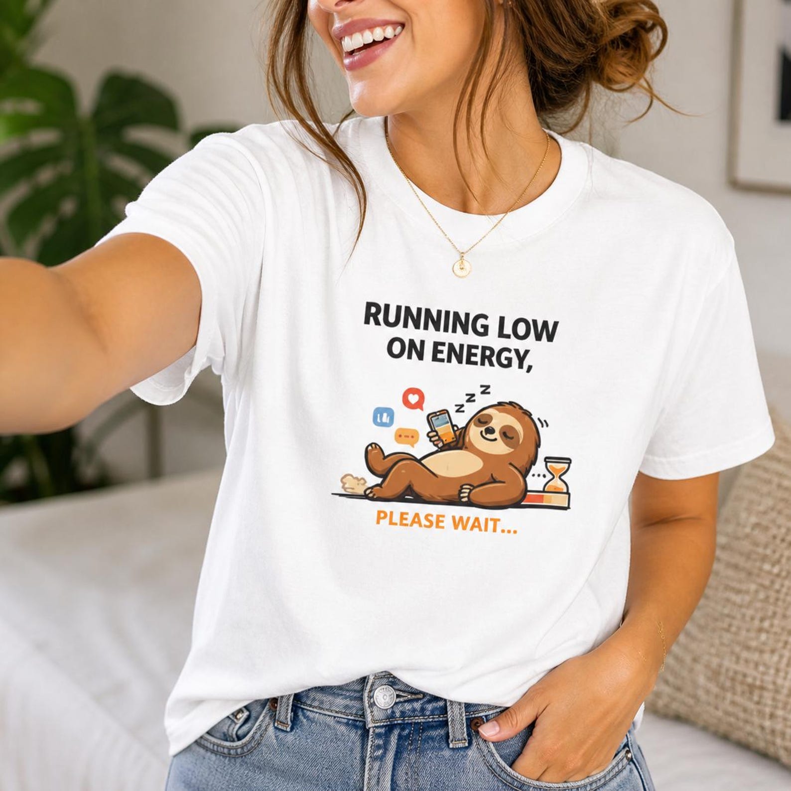 Sloth Low Energy Shirt, Funny Lazy Humor Tee, Battery Graphic Shirt 3XL