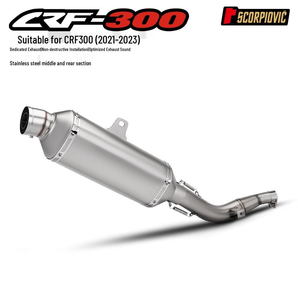 CRF300 Stainless Steel Exhaust System: Split Front & Rear Pipe Muffler Set