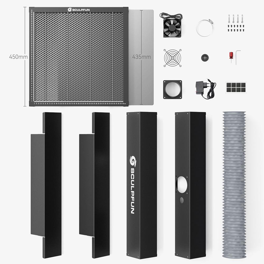 SCULPFUN H5 Gen2 Honeycomb Laser Bed, with Fume Extraction Fan, 650*650mm - EU Plug