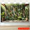 2D Tropical Courtyard Mixed Foliage Garden Photo Background