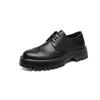 Men's Thick Sole Lace-Up Brogue Leather Shoes - Spring/Autumn Casual Height-Boosting Low-Tops for Teens