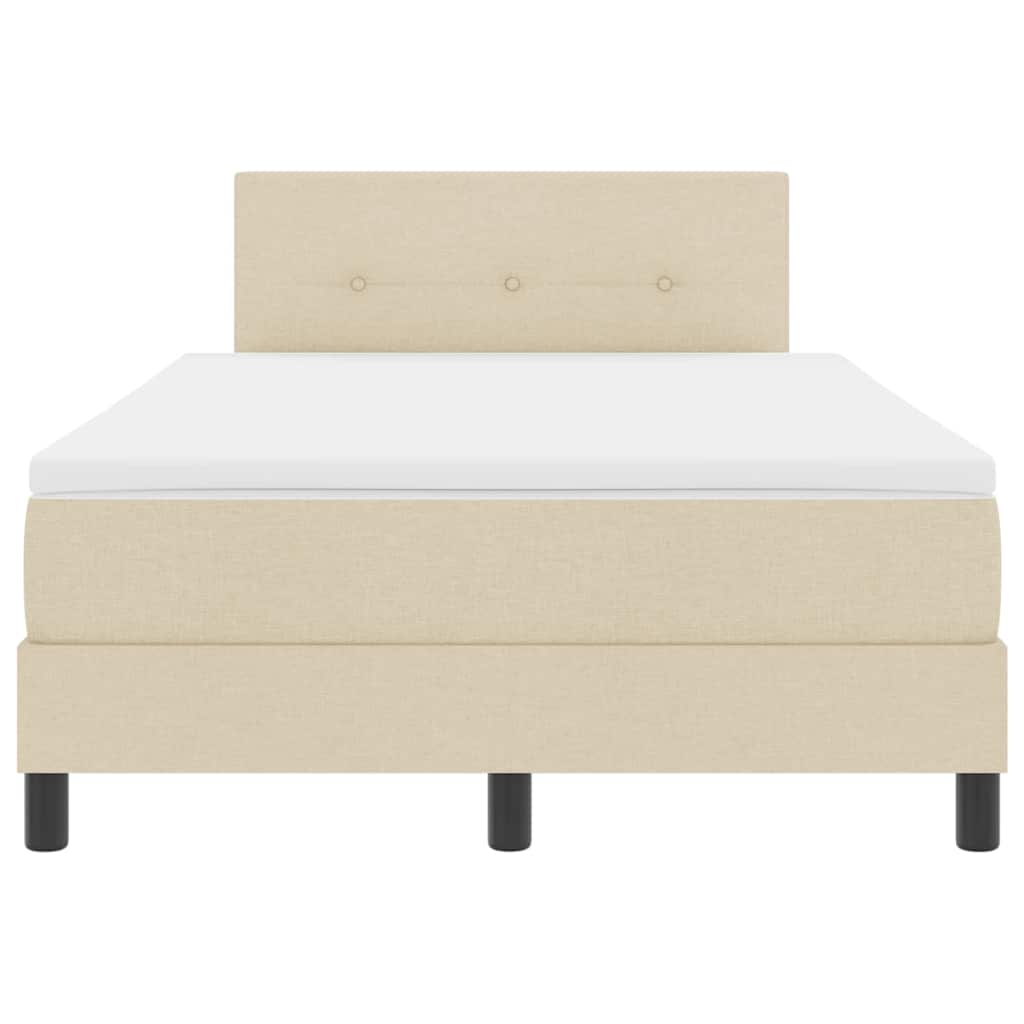 Boxspring Bed with LED Light Strips Cream 120 X 190 Cm Fabric