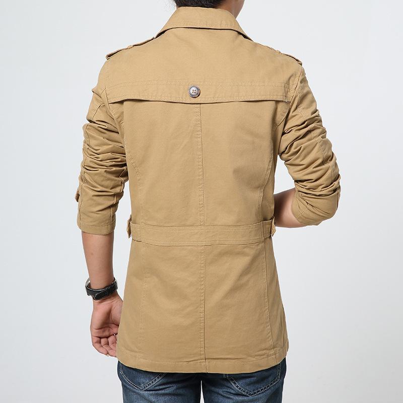 Top Men'S Cotton Medium And Long Jacket Men'S Casual Solid Color Jacket Men'S