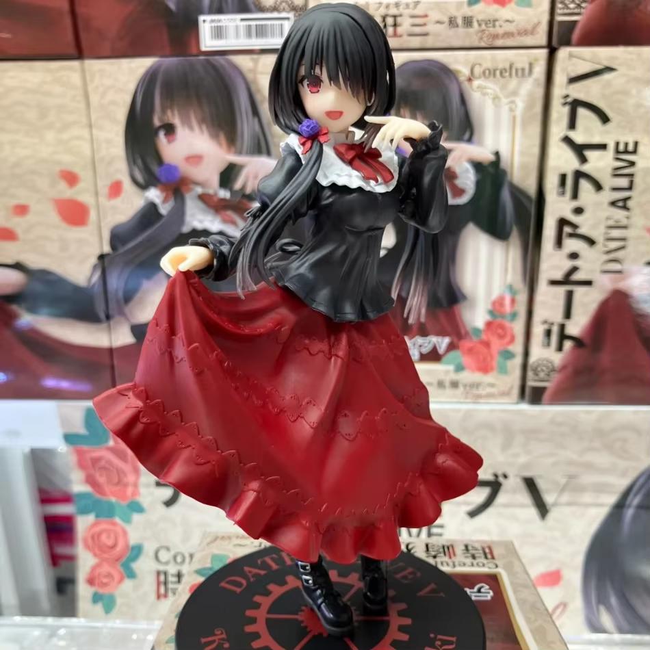 19Cm Date A Live Tokisaki Kurumi Anime Figure Cute Girl Model Toy Pvc Black Dress Dress Up Standing Model Car Interior Ornament
