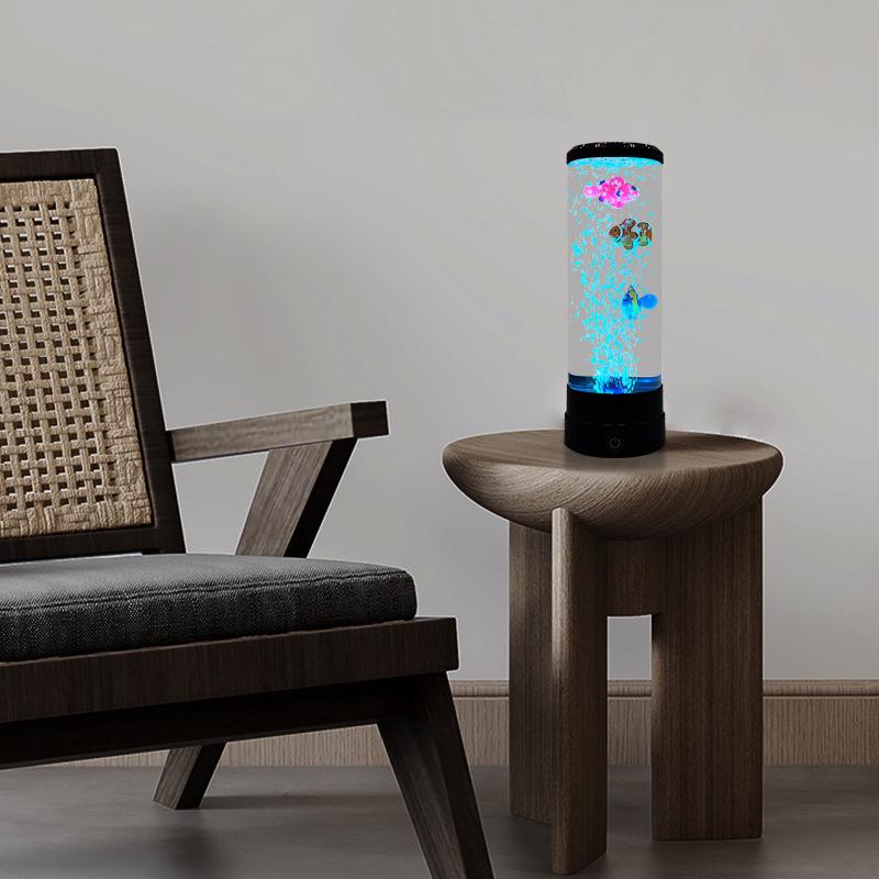 Creative LED Jellyfish Light - Cylindrical USB Plug-in with Color-Changing Atmosphere for Nighttime Illumination