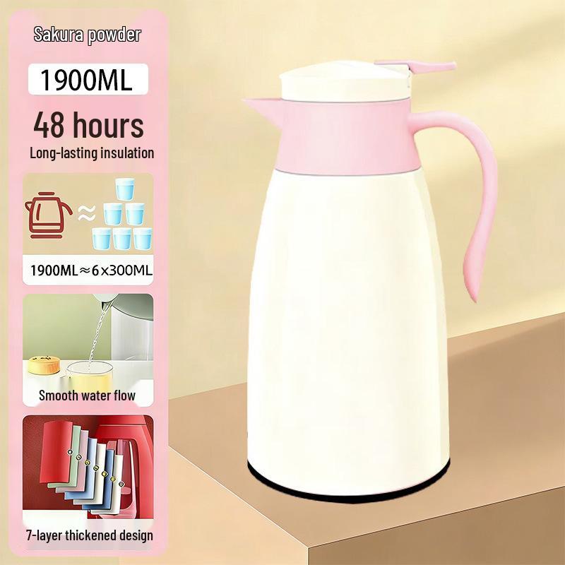 Large Capacity Insulated Glass Liner Thermos: Home, Dorm, Office Hot Water and Tea Pot
