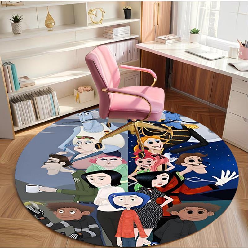 Coraline Print Round Rug, Washable Floor Carpet, For Entryway Dorm Laundry Room Office Study, Home Decor Birthday Christmas Gift