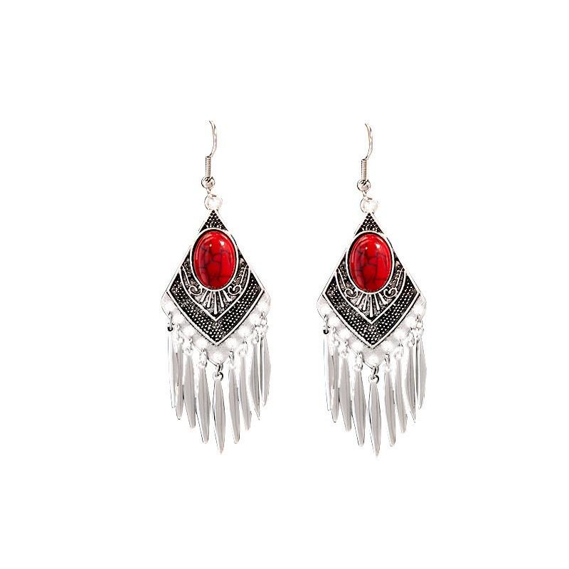 Elegant Bohemian Tassel Stud Earrings - Retro Ethnic Dangle Design
