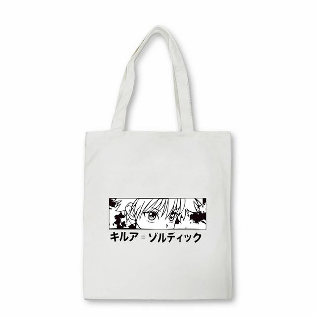 

Японская аниме Hunter x Hunter Сумка для покупок Eco Manga Tote Harajuku Сумка-шоппер Женская парусиновая сумка на плечо Killua Zoldyck Hisoka 24*26cm
