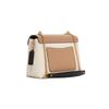 Coach Tammie 26 Logo Snap Polished Leather Chain Flap Bag Shoulder Crossbody Bag Medium Size Women Milk Tea Color with White