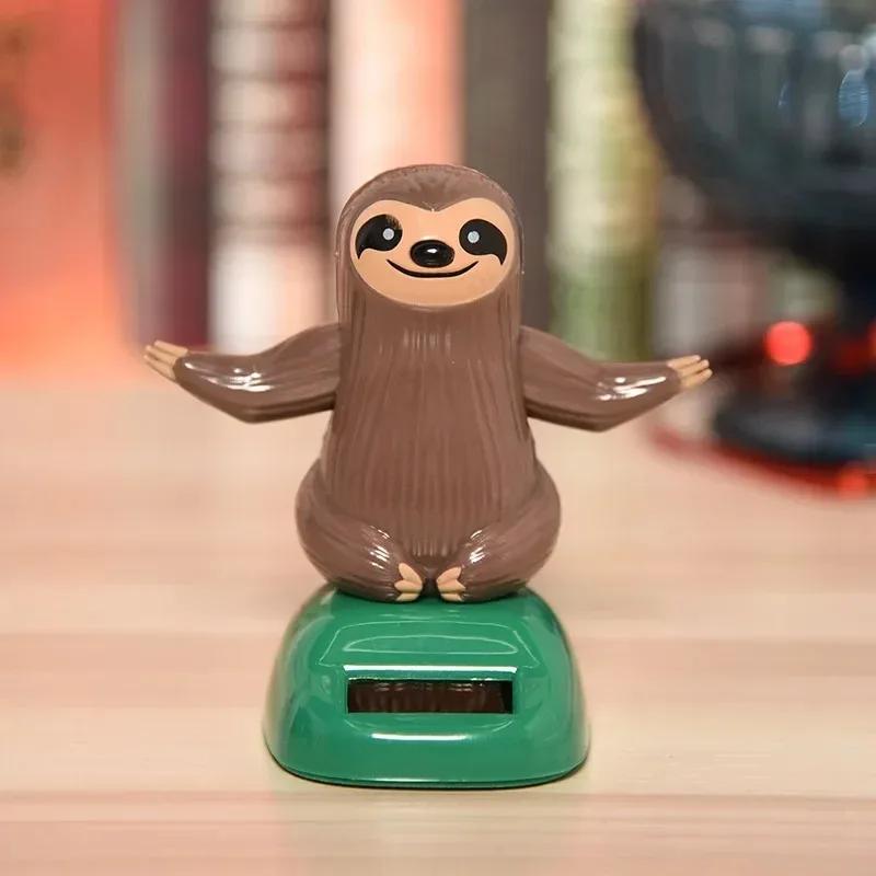 Car Ornament Swing Doll Auto Interior Accessories Solar Power Toy Shaking Head Dancing Doll Sloth Dashboard Decoration Car Styli