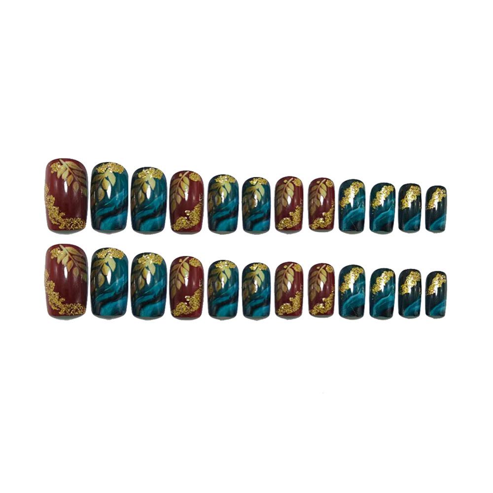 Retro Gilded Marbled Gold Leaf Nail Art Stickers - Fake Wearable Nails