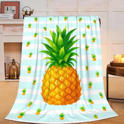 Tropikalny Owoc Ananas Koc Rzucany Miękki Wygodny Pluszowy Lekki Polar Flanelowy Koc na Łóżko Krzesło Samochód Kanapę Sofa Sypialnię