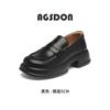 Augustine thick-heeled loafers for women's 2025 new autumn thick-soled British comfortable soft-soled black small leather shoes