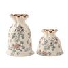 Vintage Floral Texture Ceramic Vase Table Decoration Flower Arrangement Creative Bag Shape Flowers Vases Room Aesthetic Decor