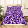 Purple Leopard Print Three-Piece Quilt Cover 3D Digital Printing Bedding Set Bed Cover
