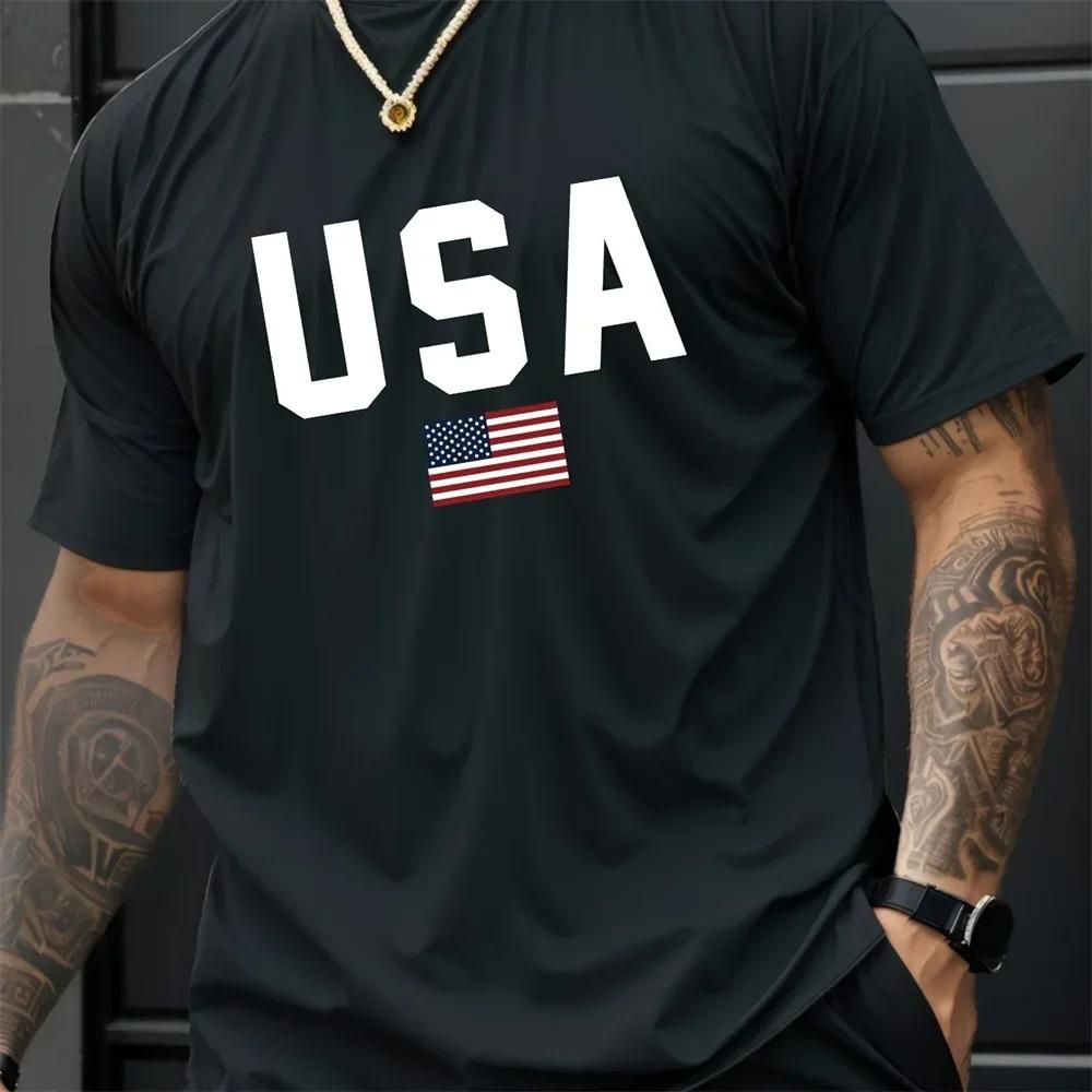 Mens Summer Crew Neck Alphabet Pattern Short Sleeve T-Shirt - Breathable Polyester Fabric,Slight Stretch,Regular Fit,Casual