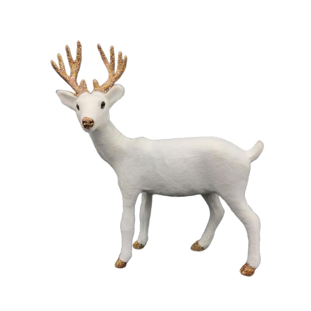 Realistic Reindeer Figures Christmas Decorations Plush Deer Model Collectible Table Desk Ornaments Home Decors Gift