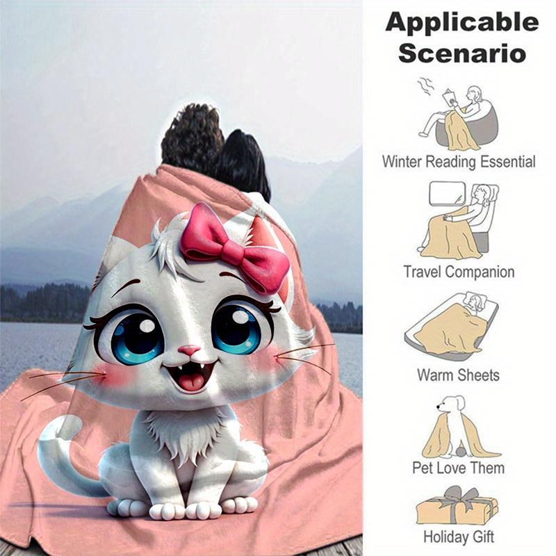1PC Cute Cartoon Marie Cat Blanket, Seasonal Universal Home Decoration Blanket, for Decorating Your Own Sofa and Living Room, Super Soft Fla