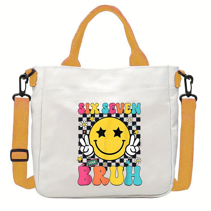 Steal a Brainrot 67 Unicorn Printed Student Crossbody Bag Casual Canvas Shoulder Bags