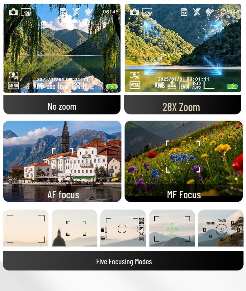 DC101 68MP Mirrorless Camera with Flip Screen and Viewfinder Knob