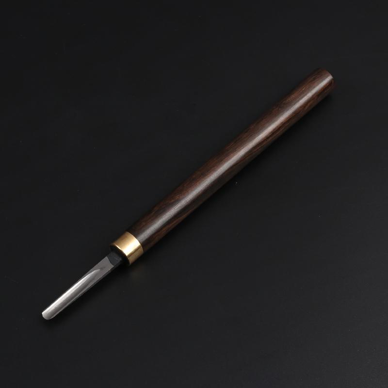 Nitriertes Weißstahl Holzschnitzmesser mit Griff aus lila Sandelholz