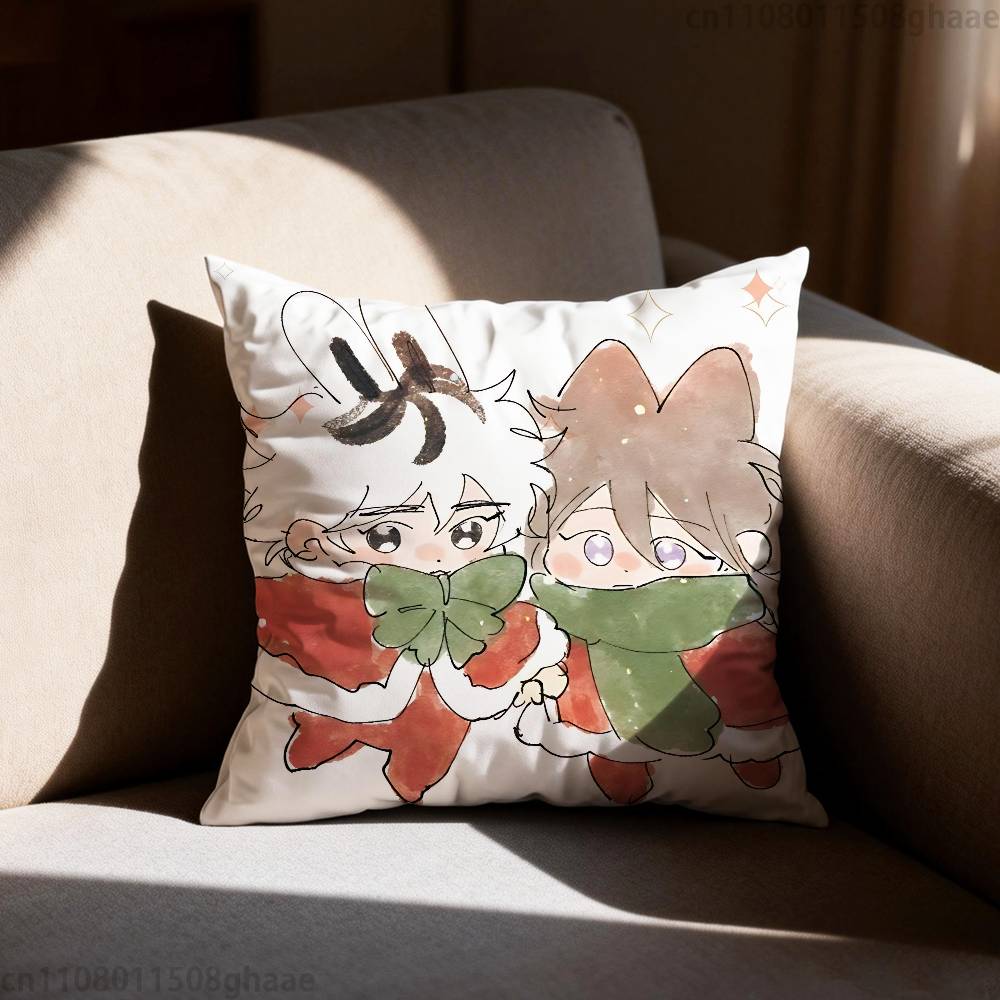 Cherry Crush Chibi Anime Pillow Case Antidustmite Pillowcase Invisible Zipper Silky Short Plush Sofa Cushion Cover