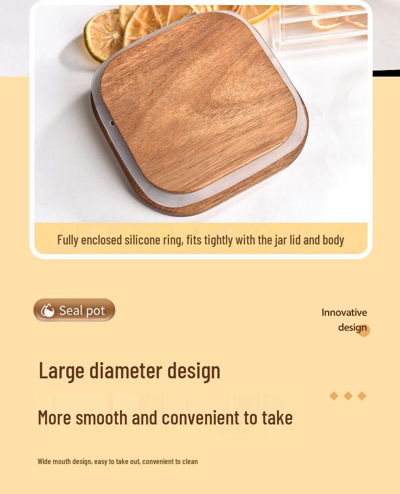 Borosilicate Glass Storage Jar with Bamboo Lid - Cylindrical Transparent Container for Tea or Food